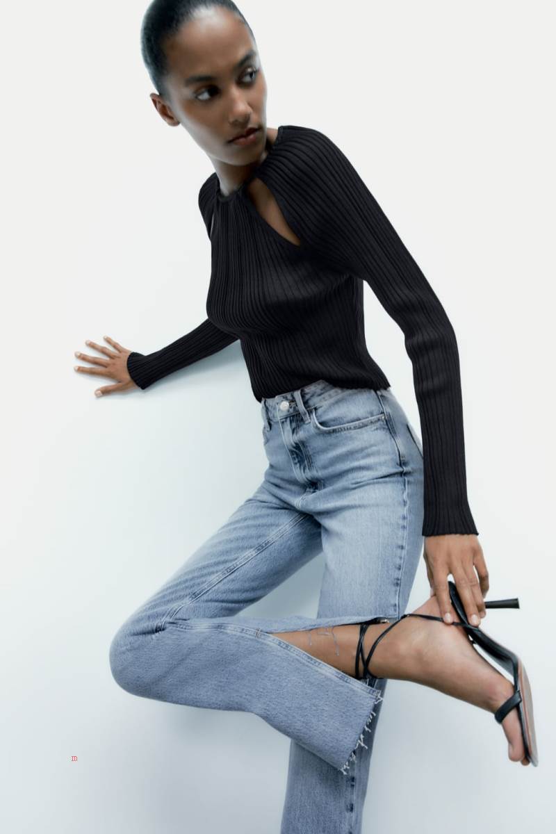 ZARA Z1975 HIGH RISE SLIM FLARE Jeans Dam Blå | GFSNI-1347