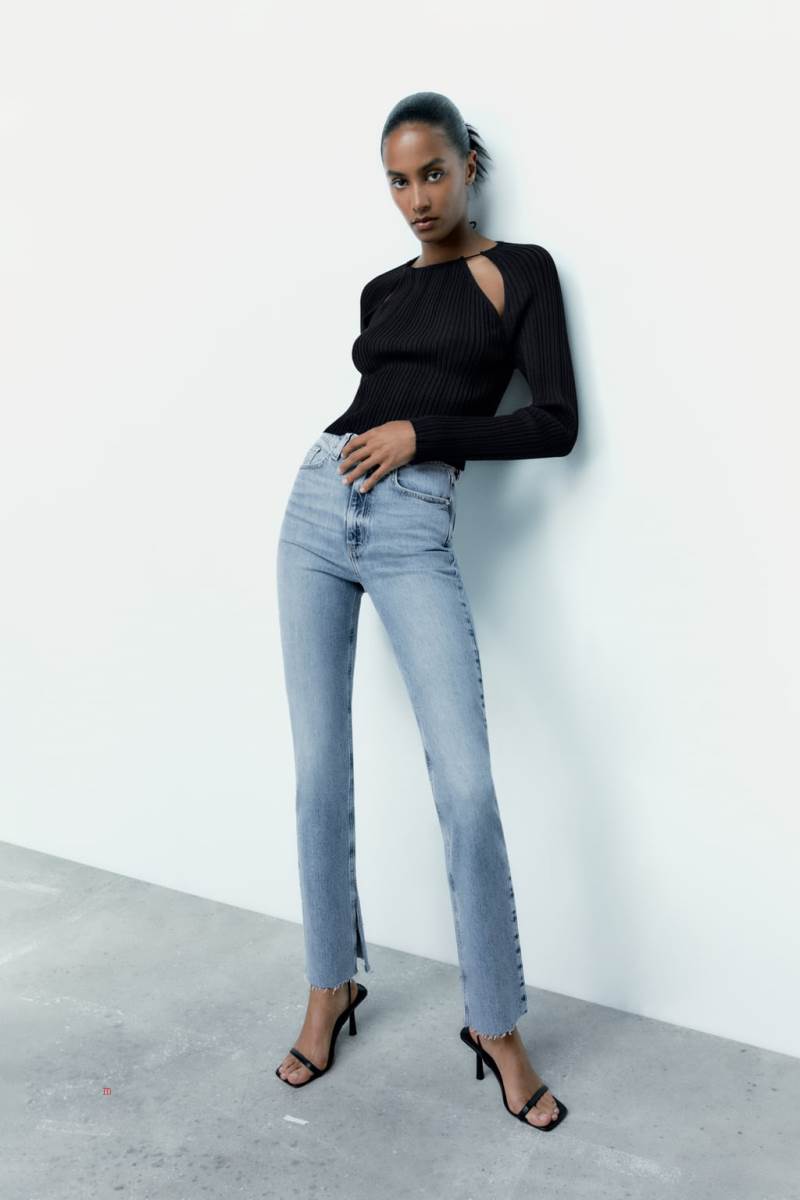 ZARA Z1975 HIGH RISE SLIM FLARE Jeans Dam Blå | GFSNI-1347