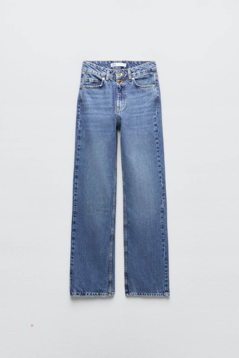 ZARA Z1975 HIGH-RISE STRAIGHT-FIT LONG-LENGTH Jeans Dam Blå | QJWMB-5910