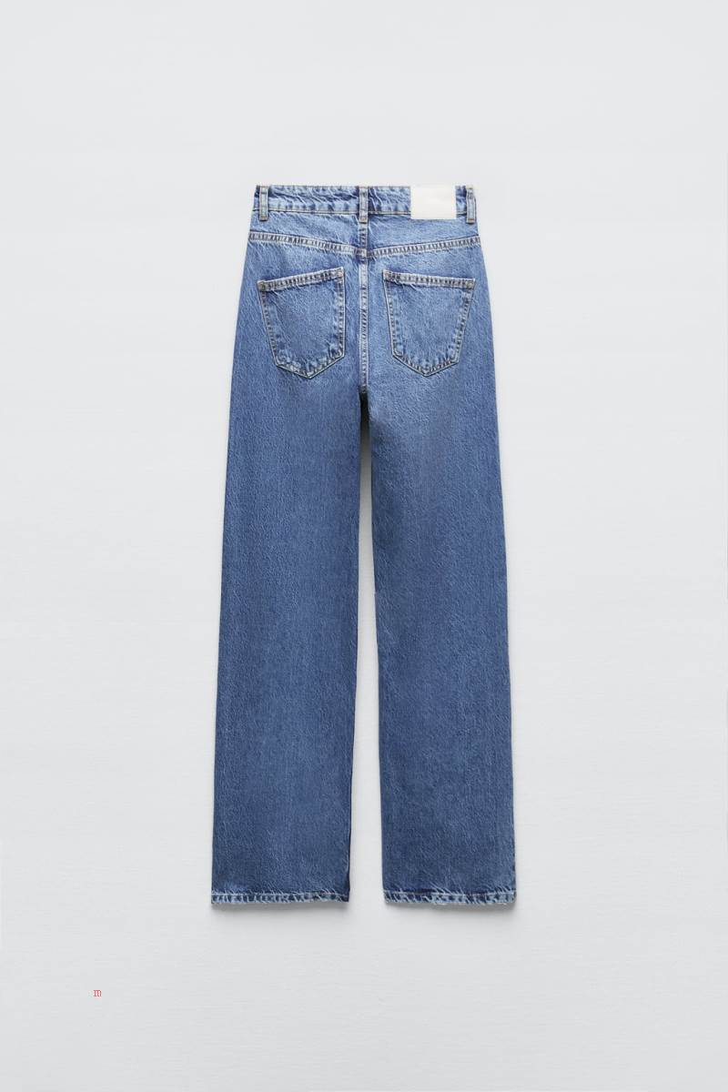 ZARA Z1975 HIGH-RISE STRAIGHT-FIT LONG-LENGTH Jeans Dam Blå | QJWMB-5910