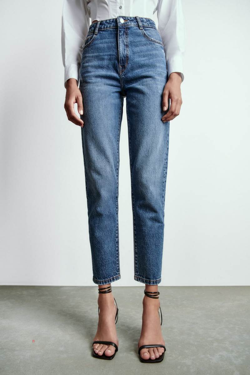 ZARA Z1975 MOM High Midja Jeans Dam Blå | EOUAV-1825