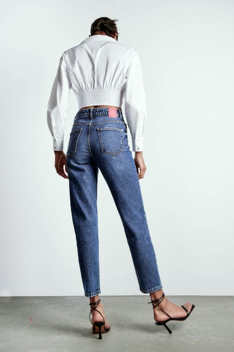 ZARA Z1975 MOM High Midja Jeans Dam Blå | EOUAV-1825