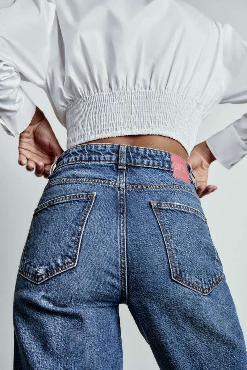 ZARA Z1975 MOM High Midja Jeans Dam Blå | EOUAV-1825