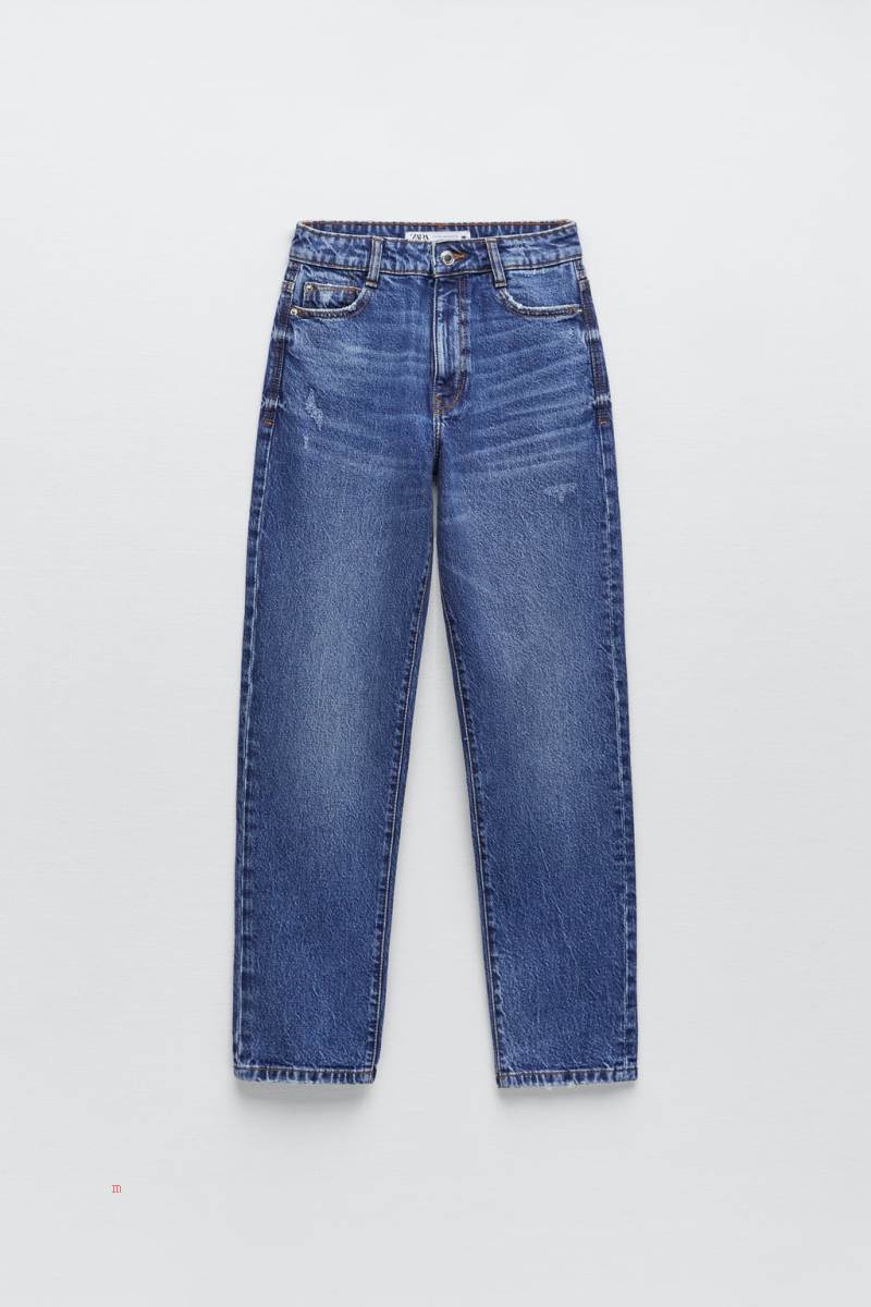 ZARA Z1975 MOM High Midja Jeans Dam Blå | EOUAV-1825