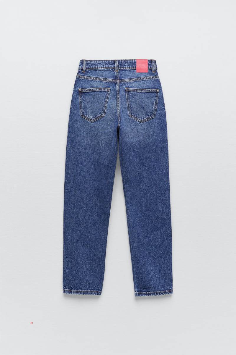 ZARA Z1975 MOM High Midja Jeans Dam Blå | EOUAV-1825