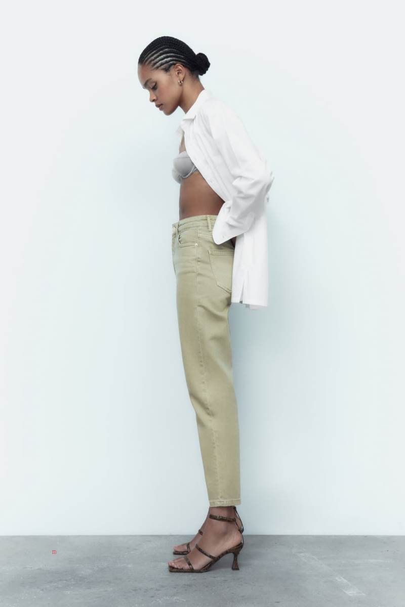 ZARA Z1975 MOM Jeans Dam Khaki | QZOPY-0613