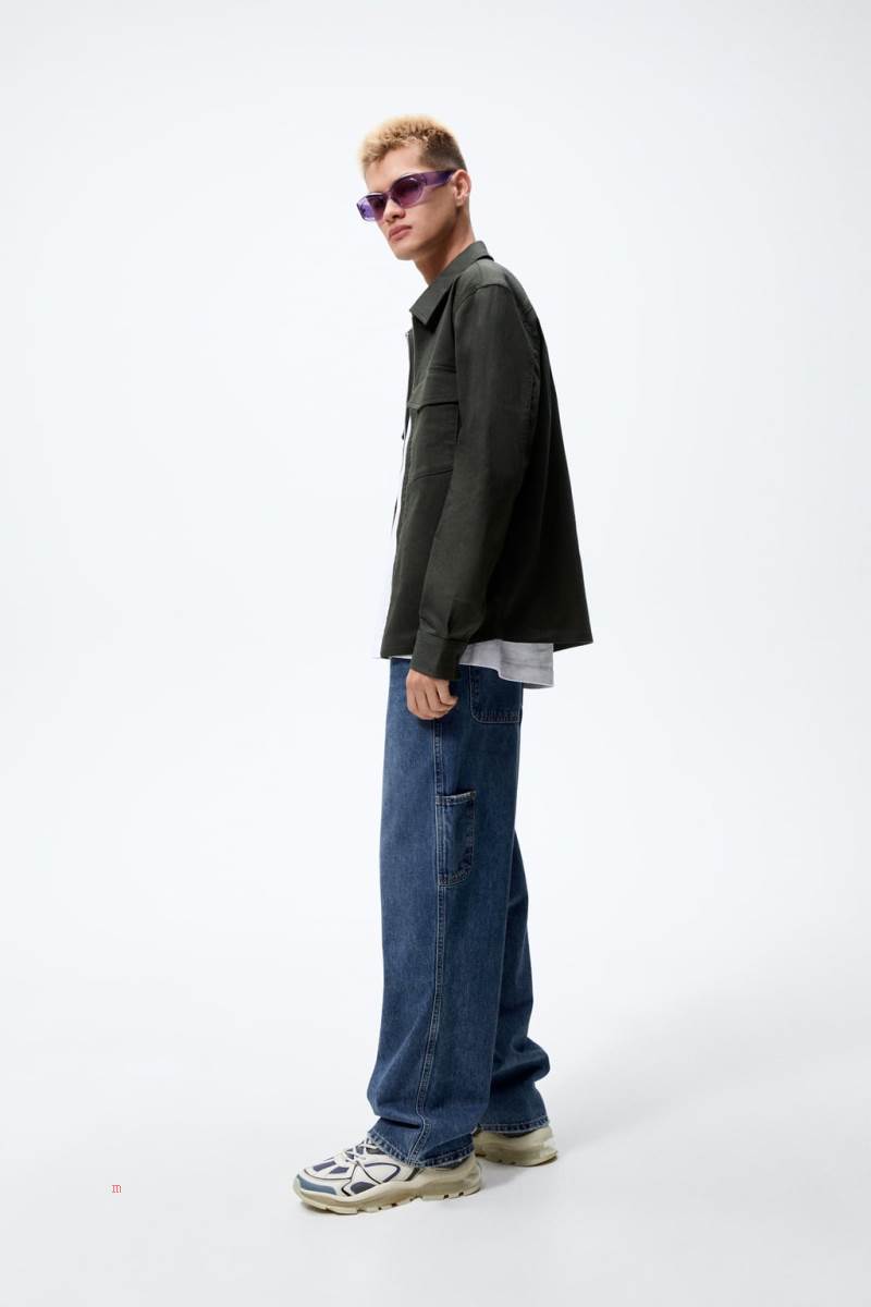 ZARA ZIP Övertröja Herr Khaki | AOTUJ-1057