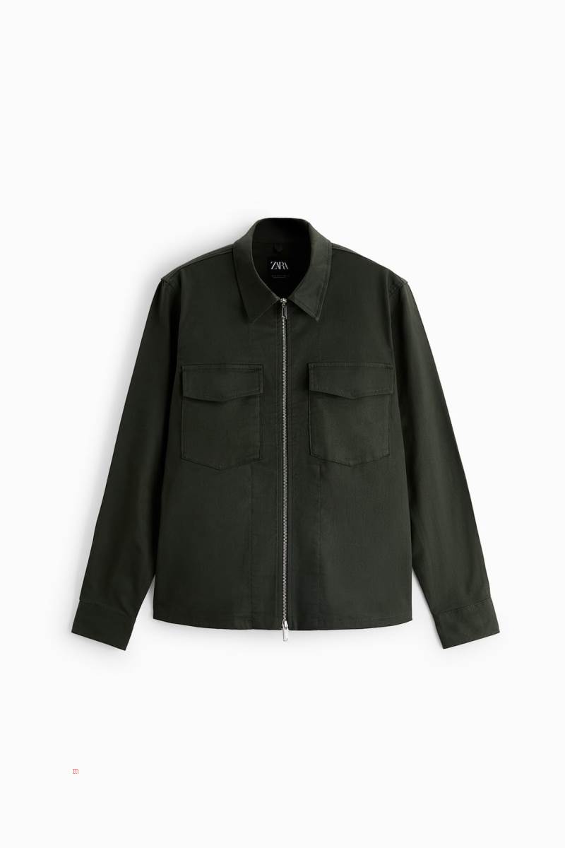 ZARA ZIP Övertröja Herr Khaki | AOTUJ-1057