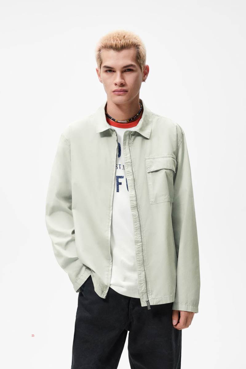 ZARA ZIP Övertröja Herr Ljusgröna | VMBFO-4705