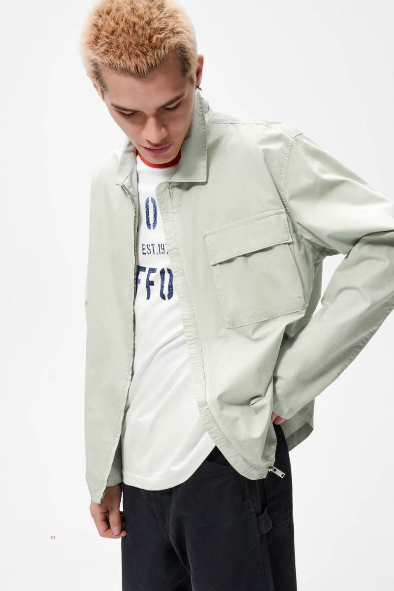 ZARA ZIP Övertröja Herr Ljusgröna | VMBFO-4705