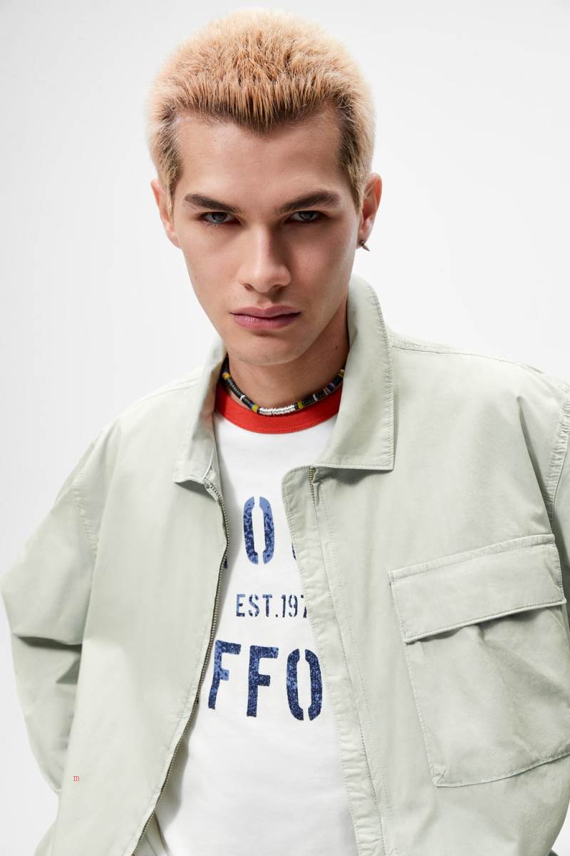 ZARA ZIP Övertröja Herr Ljusgröna | VMBFO-4705