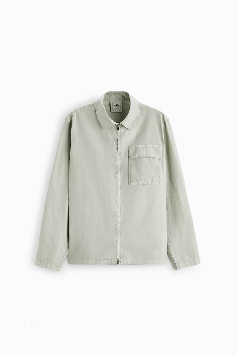 ZARA ZIP Övertröja Herr Ljusgröna | VMBFO-4705