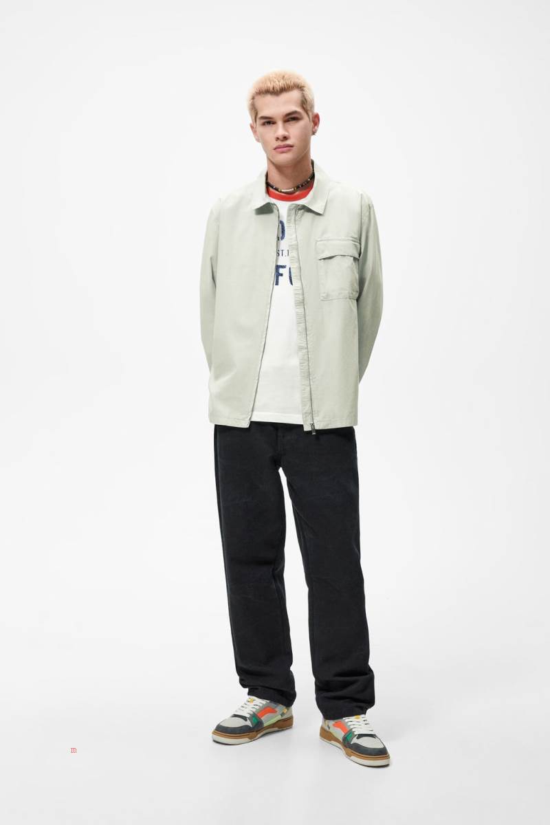 ZARA ZIP Övertröja Herr Ljusgröna | VMBFO-4705