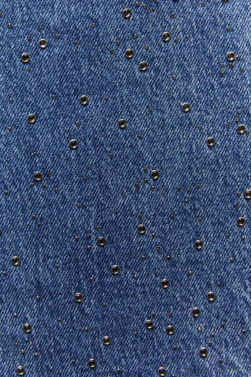 ZARA ZW THE HIGH RISE CROPPED WITH RHINESTONES Jeans Dam Blå | COVNU-2870