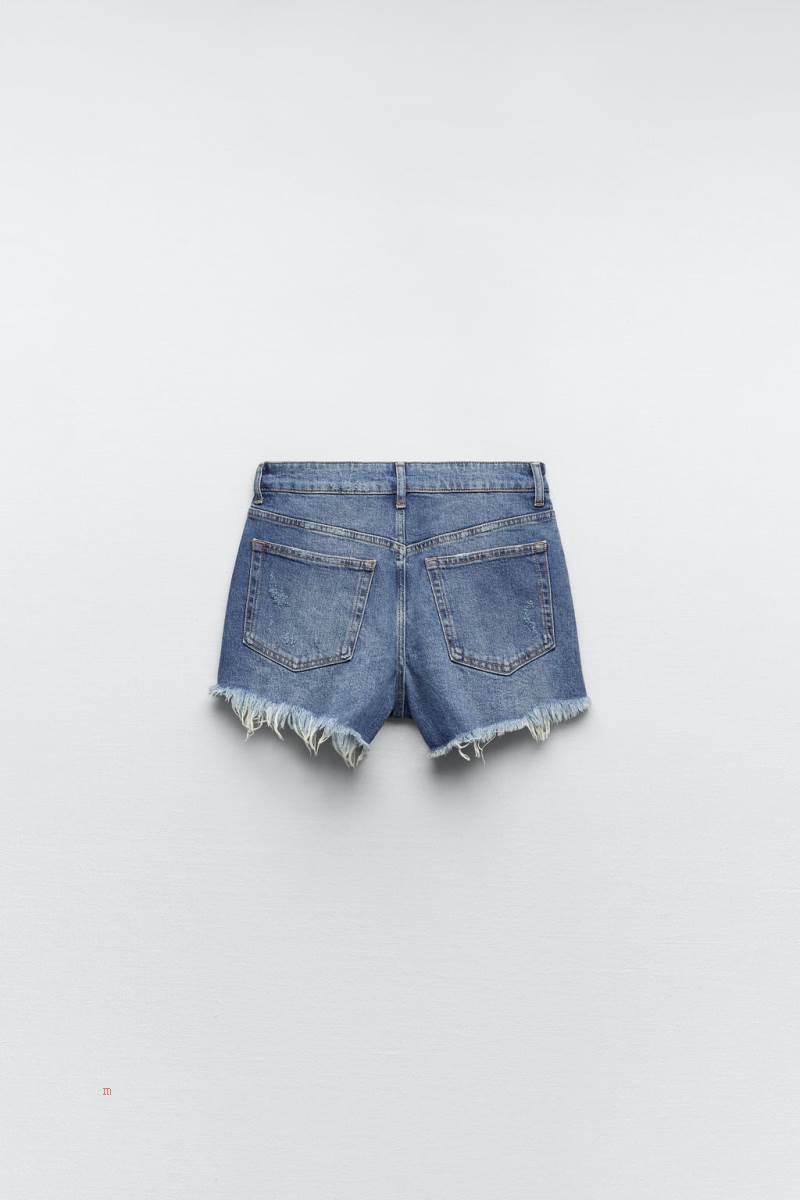 ZARA ZW THE HIGH WAIST RINHESTONE Shorts Dam Blå | HAQEF-0216