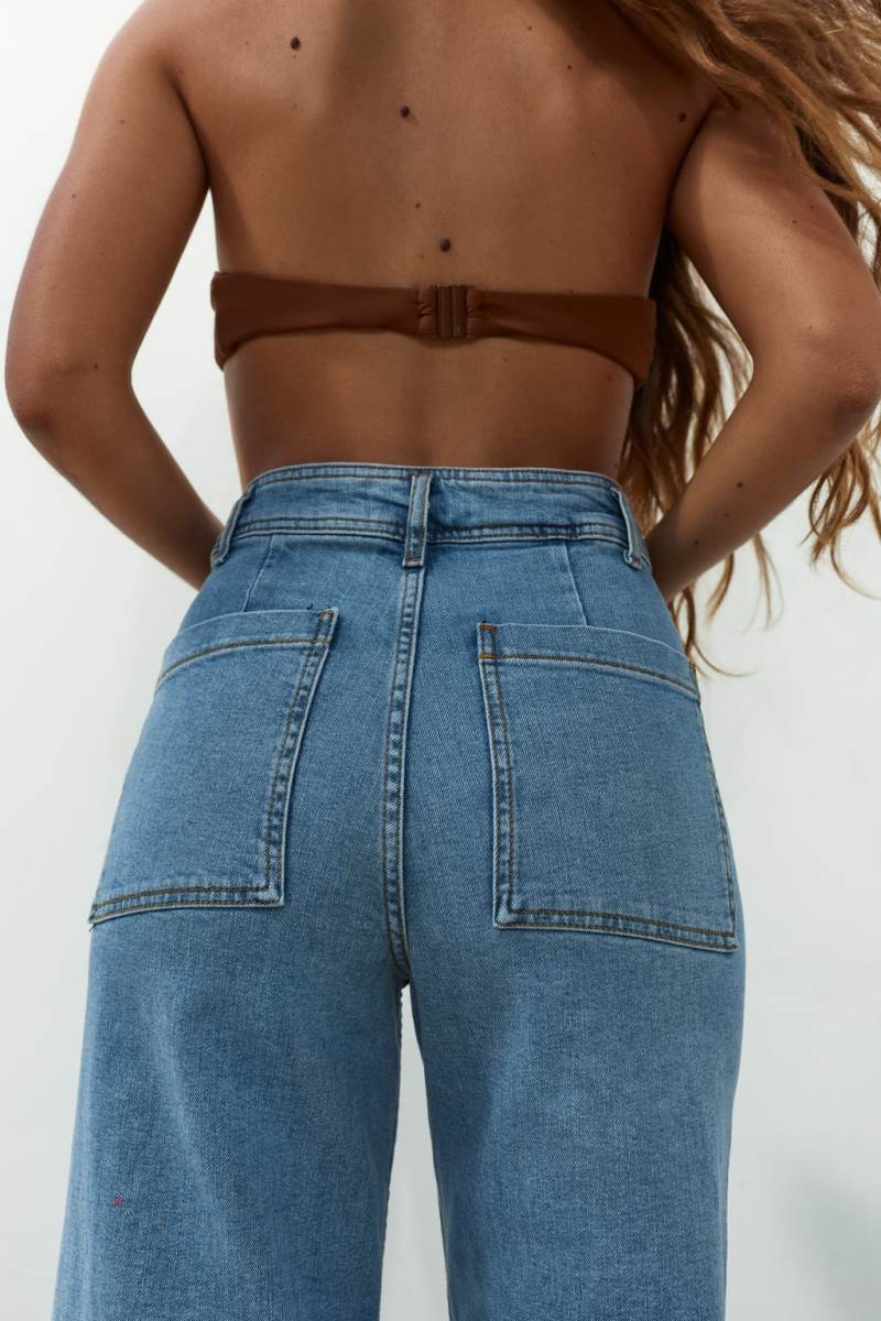 ZARA ZW THE MARINE STRAIGHT Jeans Dam Blå | HAWFQ-8609