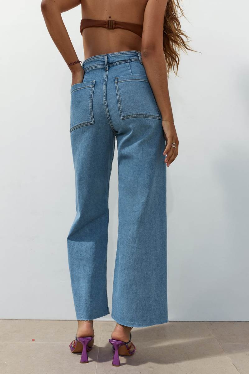 ZARA ZW THE MARINE STRAIGHT Jeans Dam Blå | HAWFQ-8609