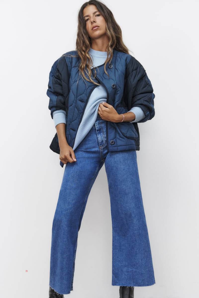 ZARA ZW THE MARINE STRAIGHT Jeans Dam Blå | WQIRC-2195