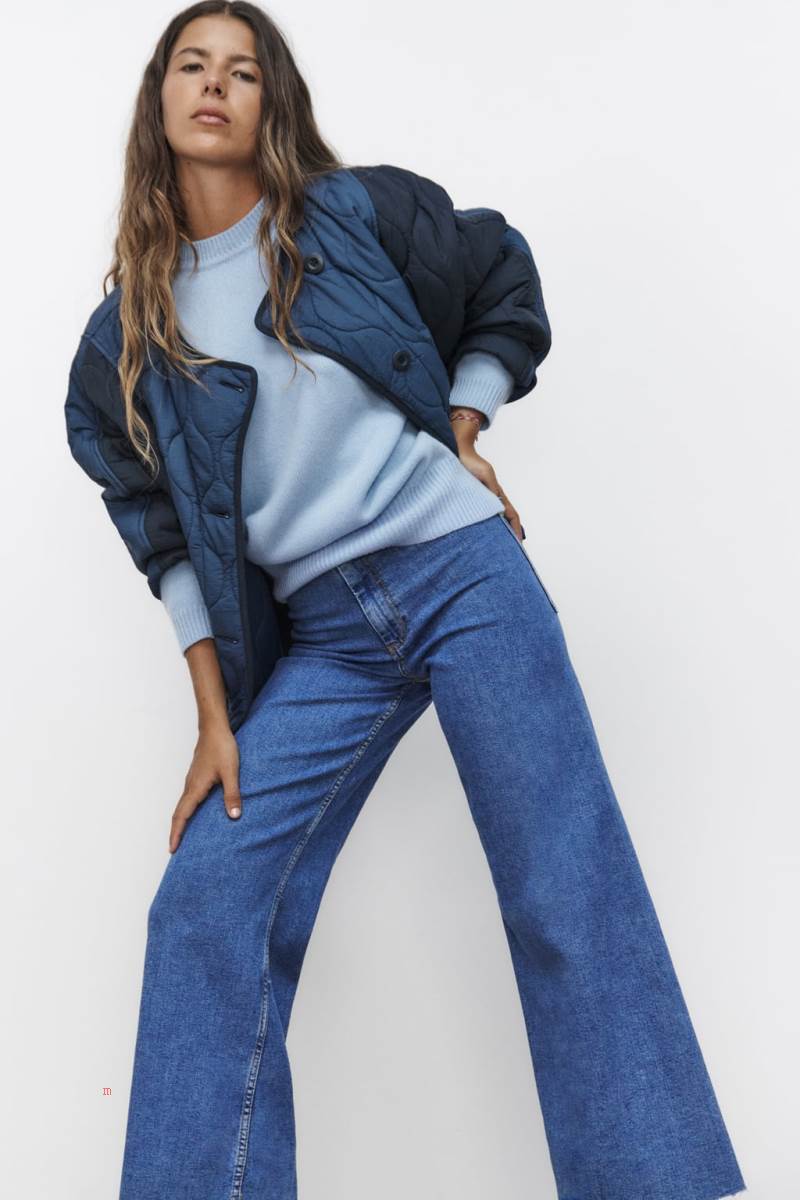 ZARA ZW THE MARINE STRAIGHT Jeans Dam Blå | WQIRC-2195