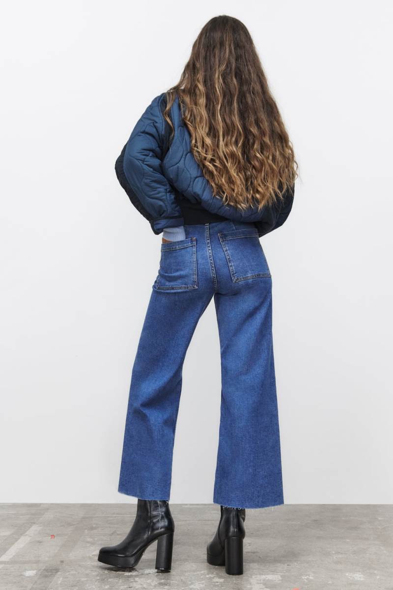 ZARA ZW THE MARINE STRAIGHT Jeans Dam Blå | WQIRC-2195