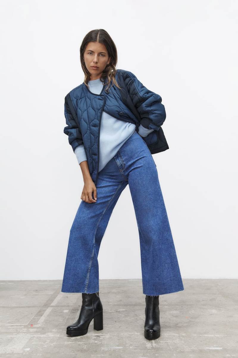 ZARA ZW THE MARINE STRAIGHT Jeans Dam Blå | WQIRC-2195