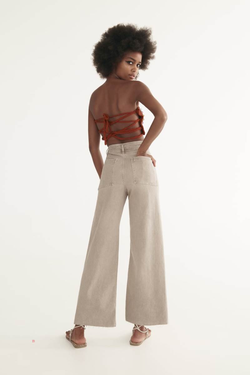 ZARA ZW THE MARINE STRAIGHT Jeans Dam Grå | DTKVN-7389