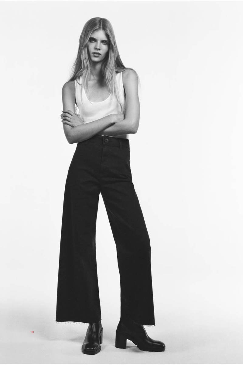 ZARA ZW THE MARINE STRAIGHT Jeans Dam Svarta | ETBCI-5179