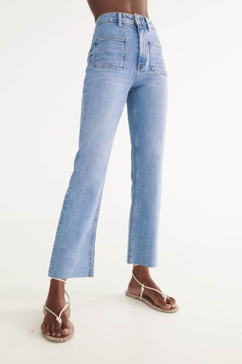 ZARA ZW THE MID-RISE FLARE Jeans Dam Ljusblå | OCSNR-8735