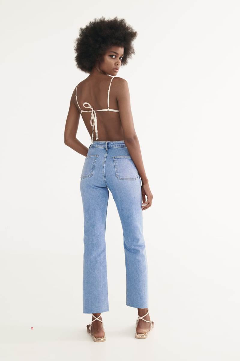 ZARA ZW THE MID-RISE FLARE Jeans Dam Ljusblå | OCSNR-8735
