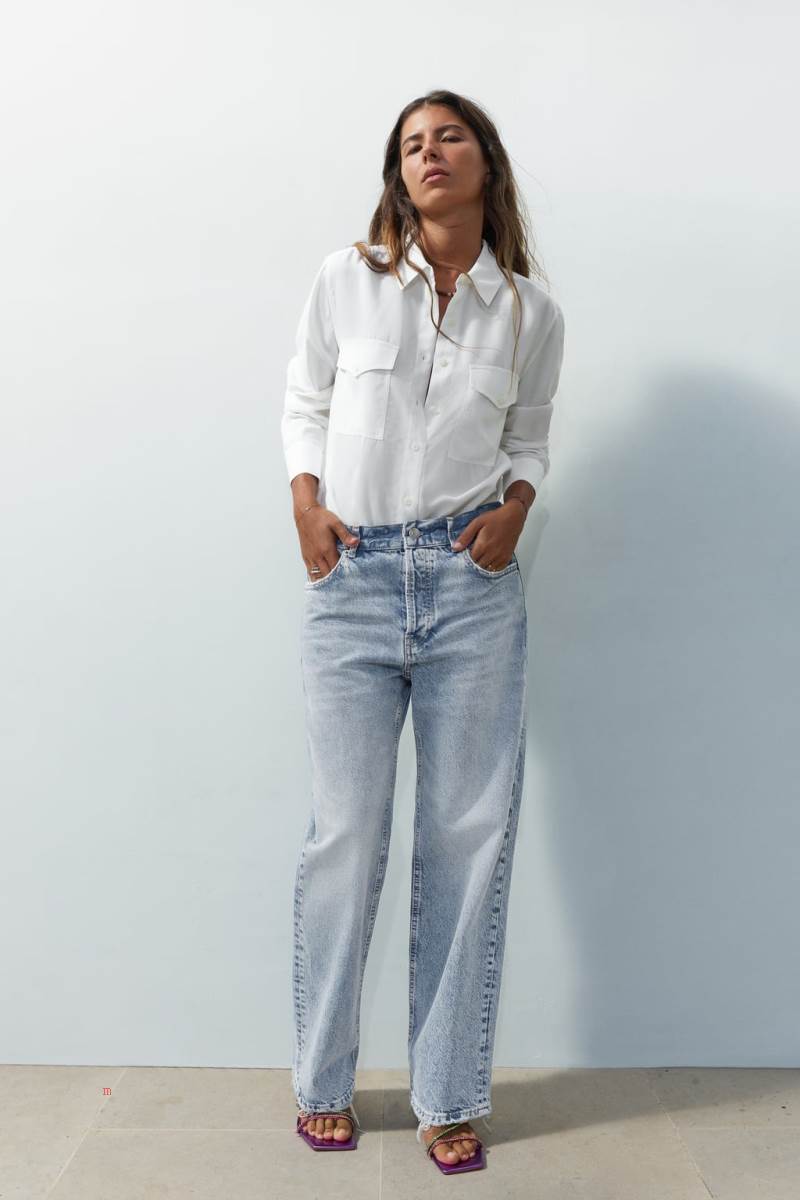 ZARA ZW THE RELAXED FIT Jeans Dam Ljusblå | FAEHR-2896